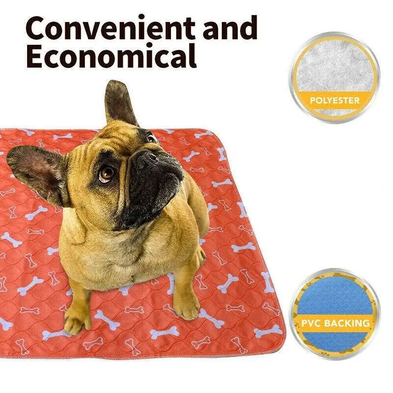 Orange Washable Pet Dog Cat Training Pee Pads Cushion Bed Absorbent Mat