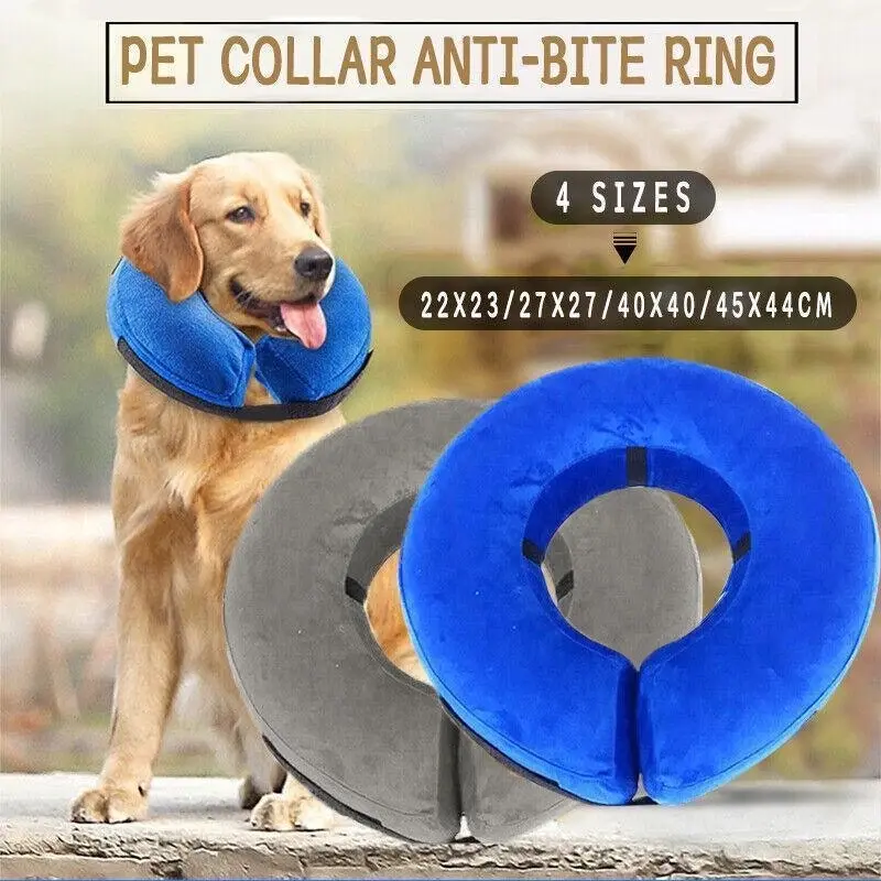 Grey Pet Dog Inflatable Soft Healing Collar Cone Wound Medical Cat Protective Jackets