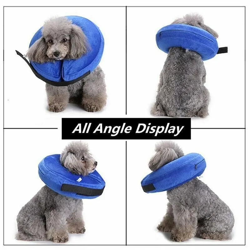 Grey Pet Dog Inflatable Soft Healing Collar Cone Wound Medical Cat Protective Jackets