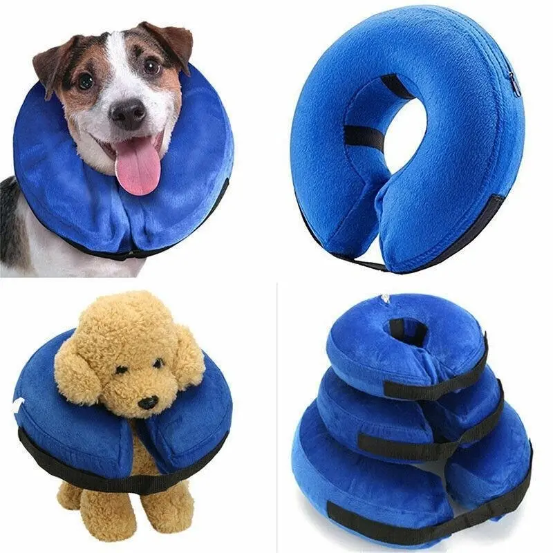 Grey Pet Dog Inflatable Soft Healing Collar Cone Wound Medical Cat Protective Jackets