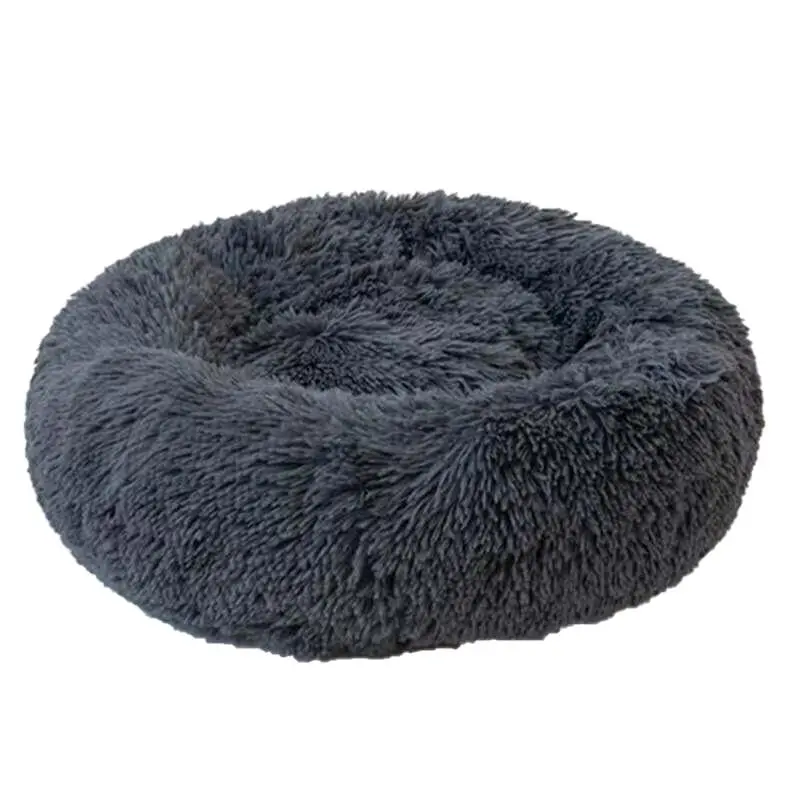 L-70CM Dog Cat Pet Calming Bed Washable ZIPPER Cover Warm Soft Plush Round Sleeping