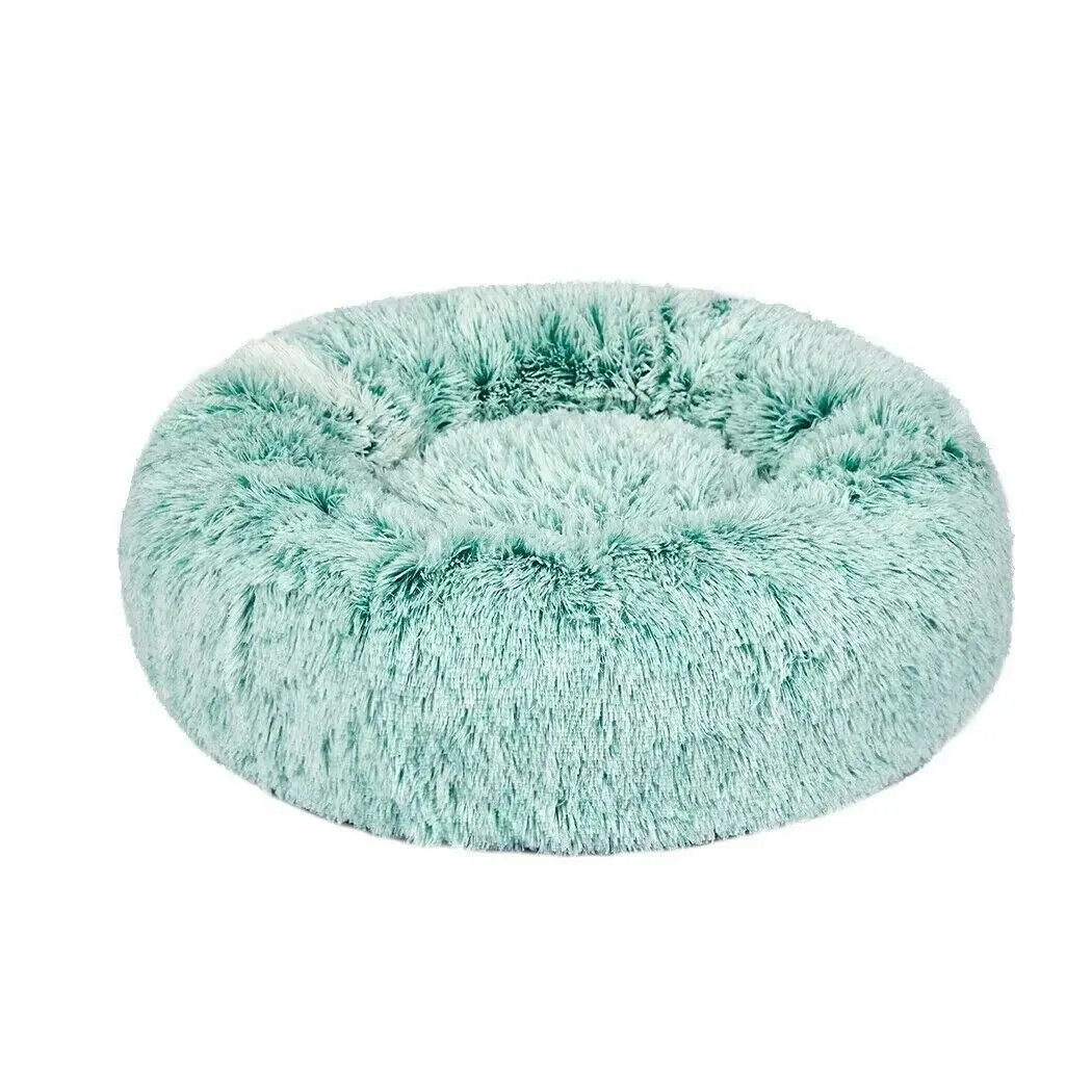 S-50CM Dog Cat Calming Bed Washable ZIPPER Cover Warm Soft Plush Round Sleeping