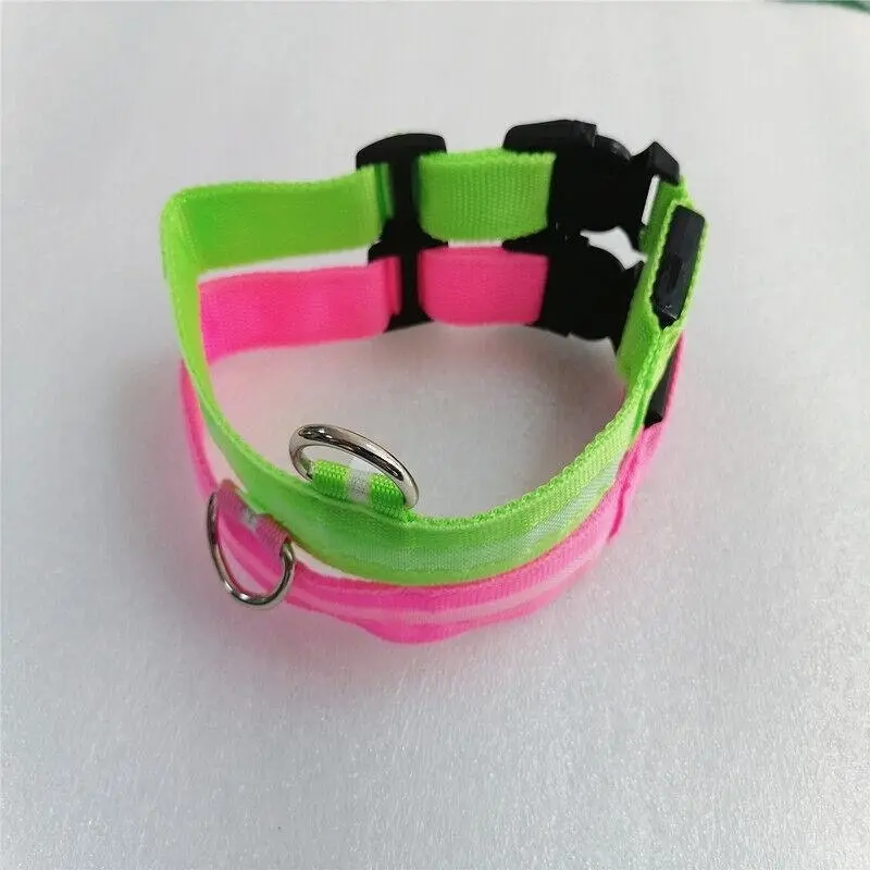 M Size USB Rechargeable LED Dog Collar Nylon Glow Flashing Light Up Safety