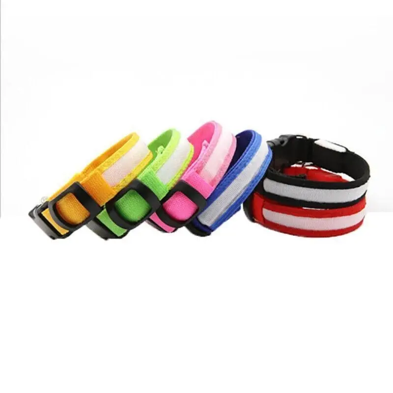 XS Size USB Rechargeable LED Dog Collar Nylon Glow Flashing Light Up Safety