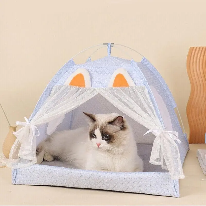 M Size Pet Dog Cat Nest Bed Tent House Puppy Cushion Warm Fluffy Portable Pet Tent Play