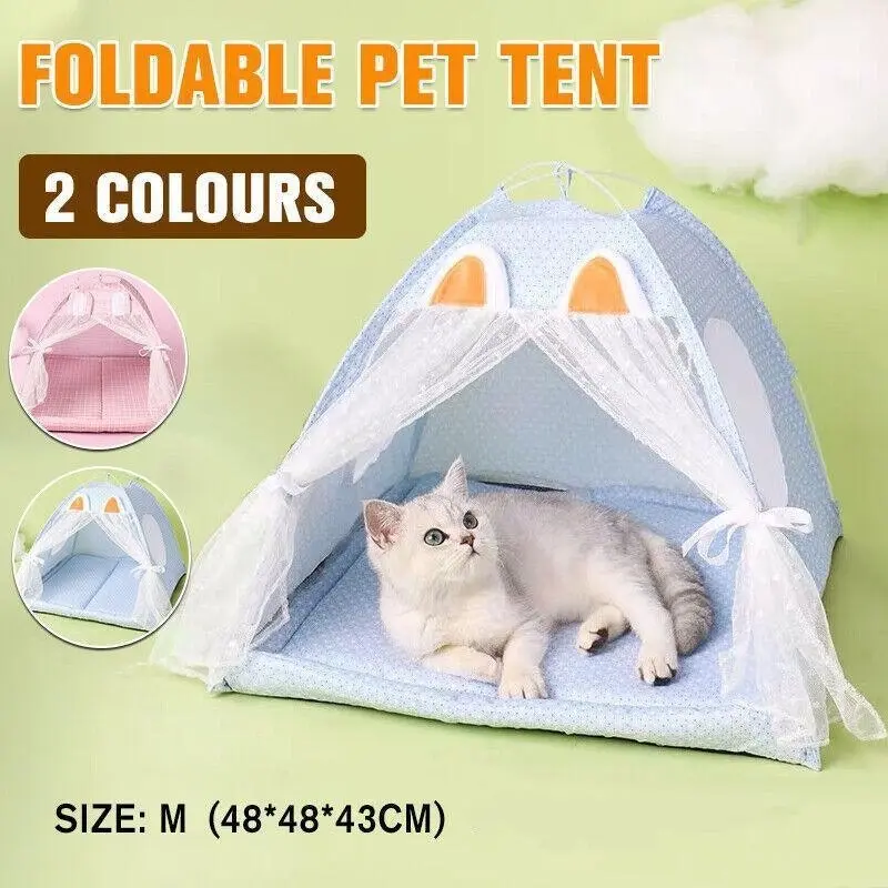 M Size Pet Dog Cat Nest Bed Tent House Puppy Cushion Warm Fluffy Portable Pet Tent Play