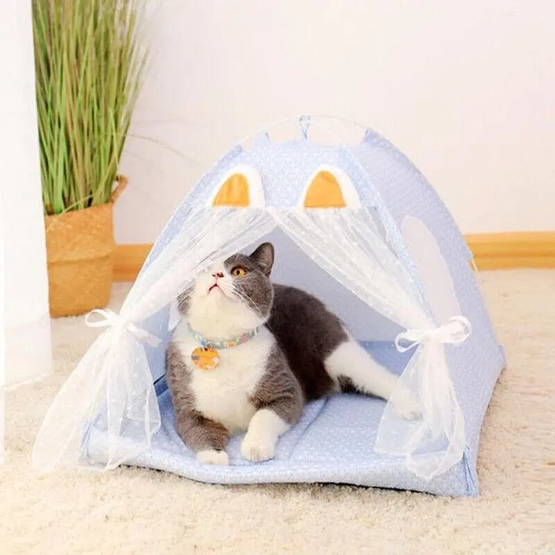 M Size Pet Dog Cat Nest Bed Tent House Puppy Cushion Warm Fluffy Portable Pet Tent Play