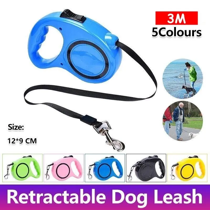 3M Retractable Dog Lead Leash Long Stong Extendable Lockable Rope Heavy Duty