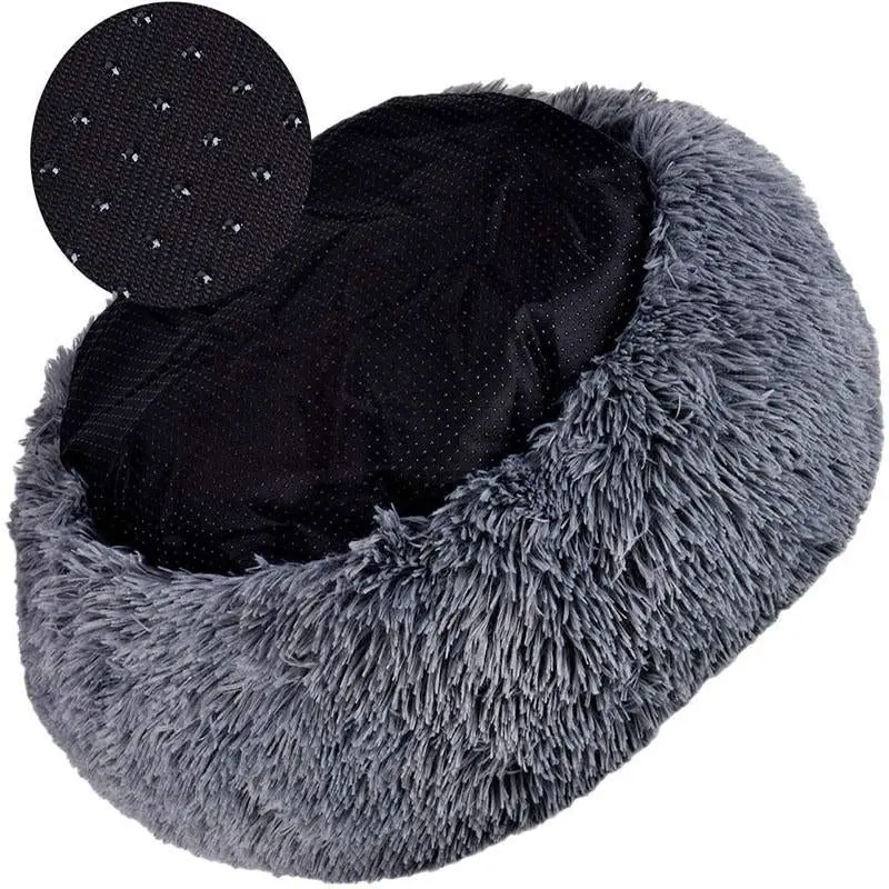 Coffee Cat Bed Pet Bed Dog Donut Nest Calming Deep Sleeping Soft Plush Kennel Washable