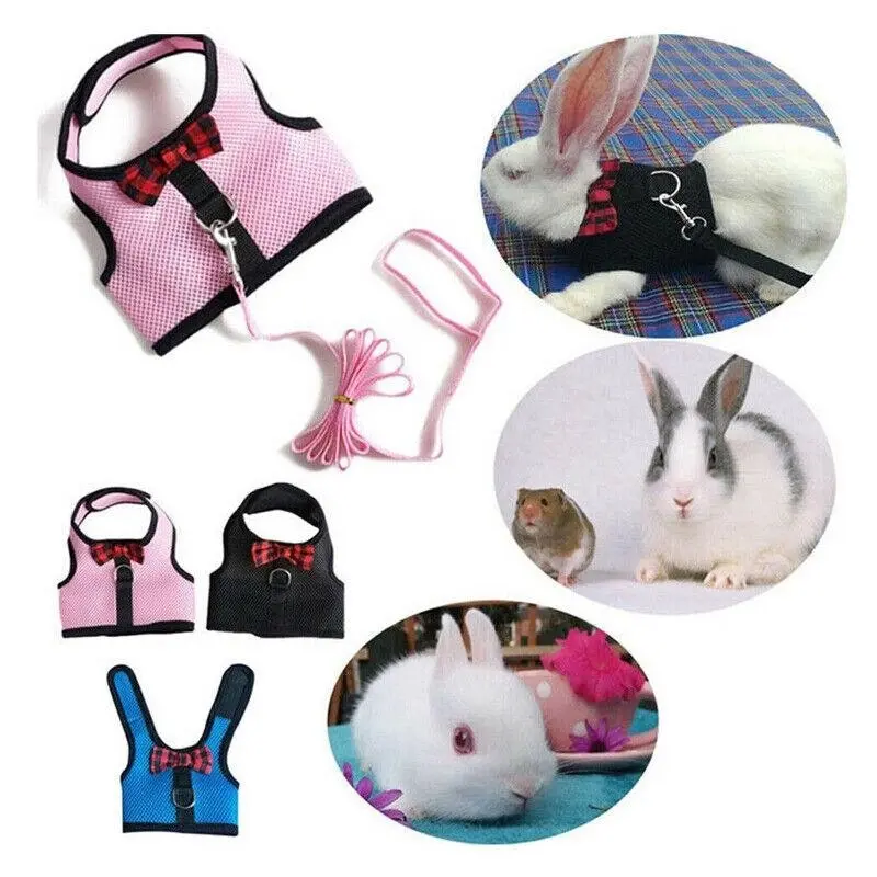 Rabbit Vest Harness Leash Lead Small Animal Pet Mesh Hamster Bunny Traction Rope M