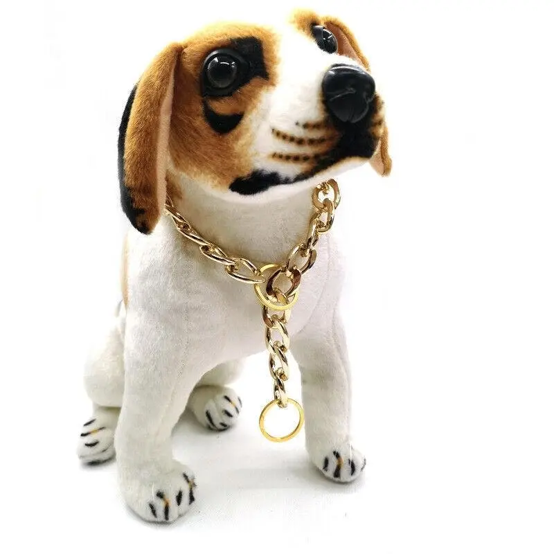 Dog Chain Collar Heavy Duty Choker Double Pet Slip Check Twist Link Chrome Chain Gold