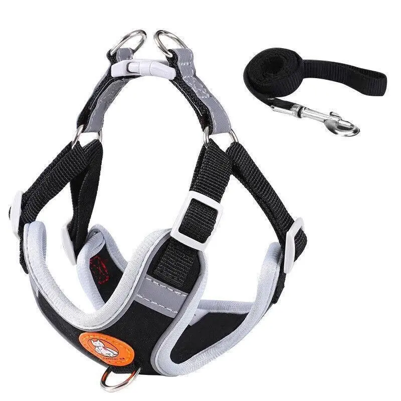 Dog Harness Cat Lead Puppy Leash VEST Mesh Breathe Adjustable Braces Small Pet Black