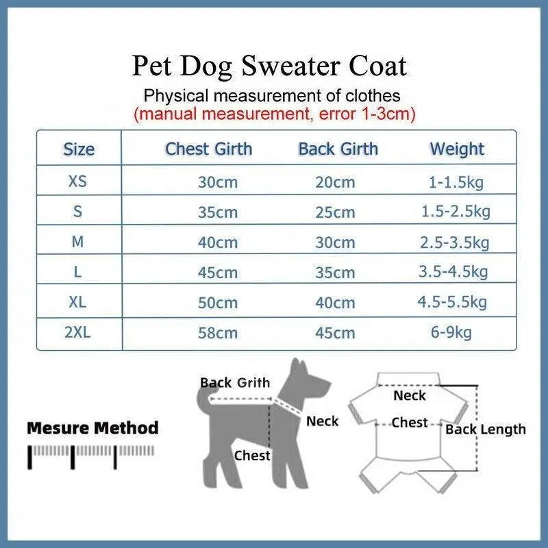 XS Size Cute Pet Dog Warm Jumper Sweater Clothes Puppy Cat Knitwear Knitted Coat Winter