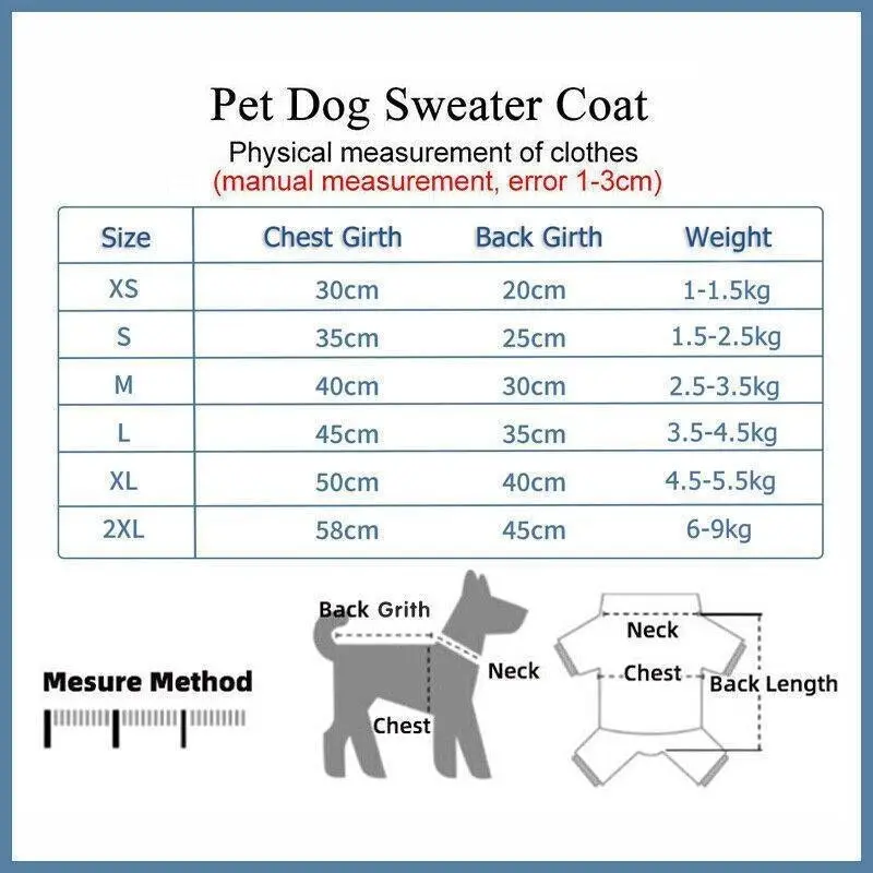 S Size Cute Pet Dog Warm Jumper Sweater Clothes Cat Knitted Coat Winter