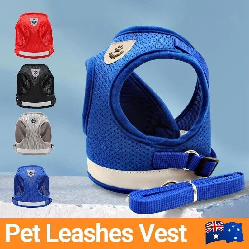 Reflective Dog Cat Pet Harness Leash Puppy Soft Adjustable  Vest Mesh Clothes S