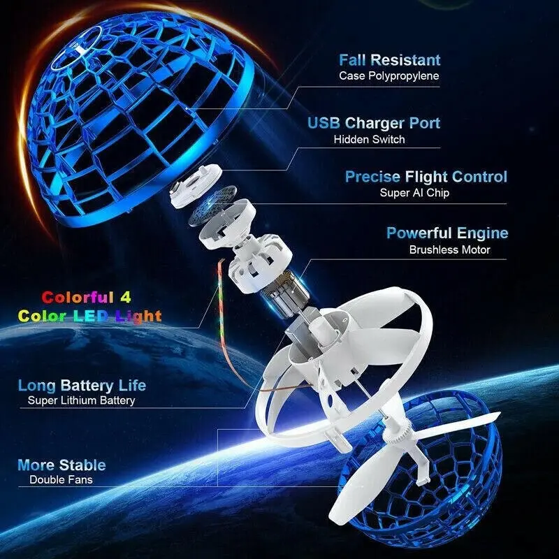 Mini Hand Ufo Drone Flying Ball For Kids Toys Helicopter Hover Quadcopter Gift