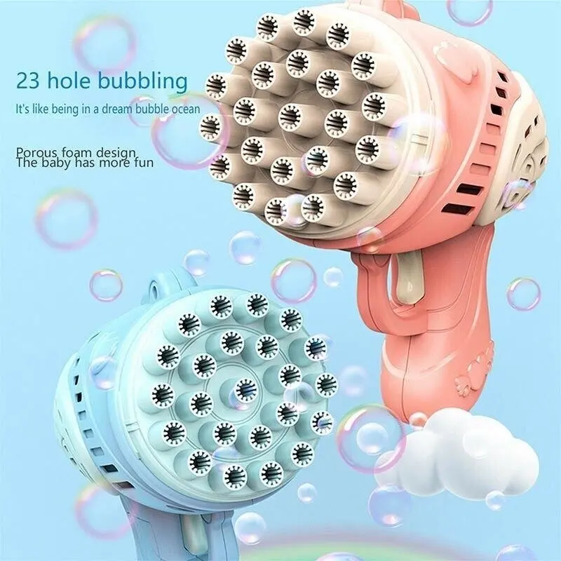 23 Holes Automatic Gatling Bubble Maker Kids Outdoor Electric Bubble Machine Toy