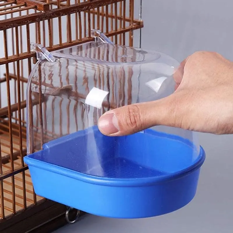 Bird Water Bath Tub For Pet Cage Hanging Bowl Parrot Birdbath Pet Cleaning