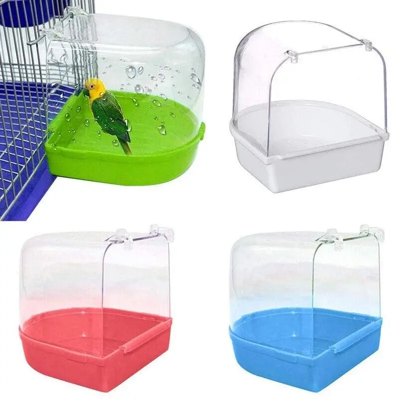 Bird Water Bath Tub For Pet Cage Hanging Bowl Parrot Birdbath Pet Cleaning