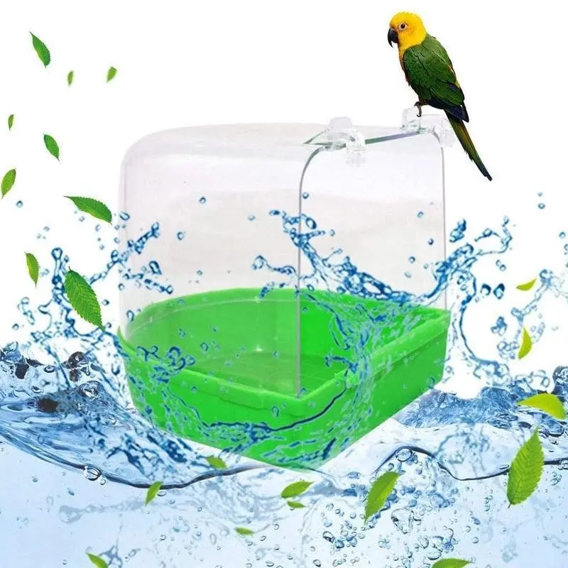 Bird Water Bath Tub For Pet Cage Hanging Bowl Parrot Birdbath Pet Cleaning