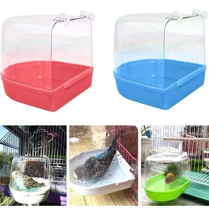 Bird Water Bath Tub For Pet Cage Hanging Bowl Parrot Birdbath Pet Cleaning