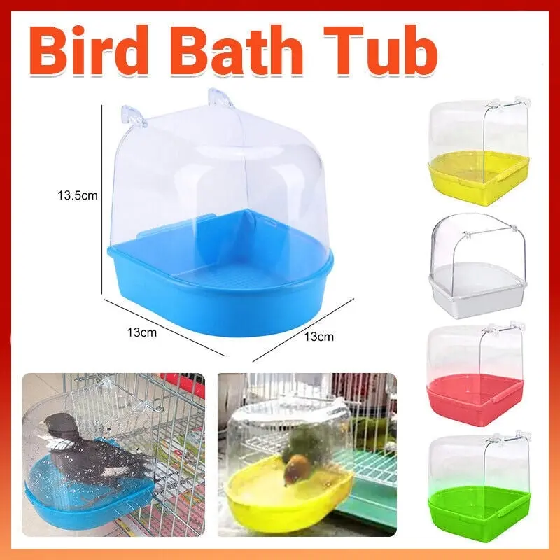 Bird Water Bath Tub For Pet Cage Hanging Bowl Parrot Birdbath Pet Cleaning