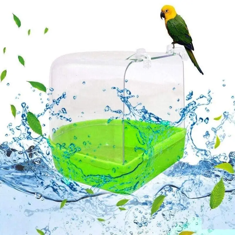 Bird Water Bath Tub For Pet Cage Hanging Bowl Parrot Birdbath Pet Cleaning