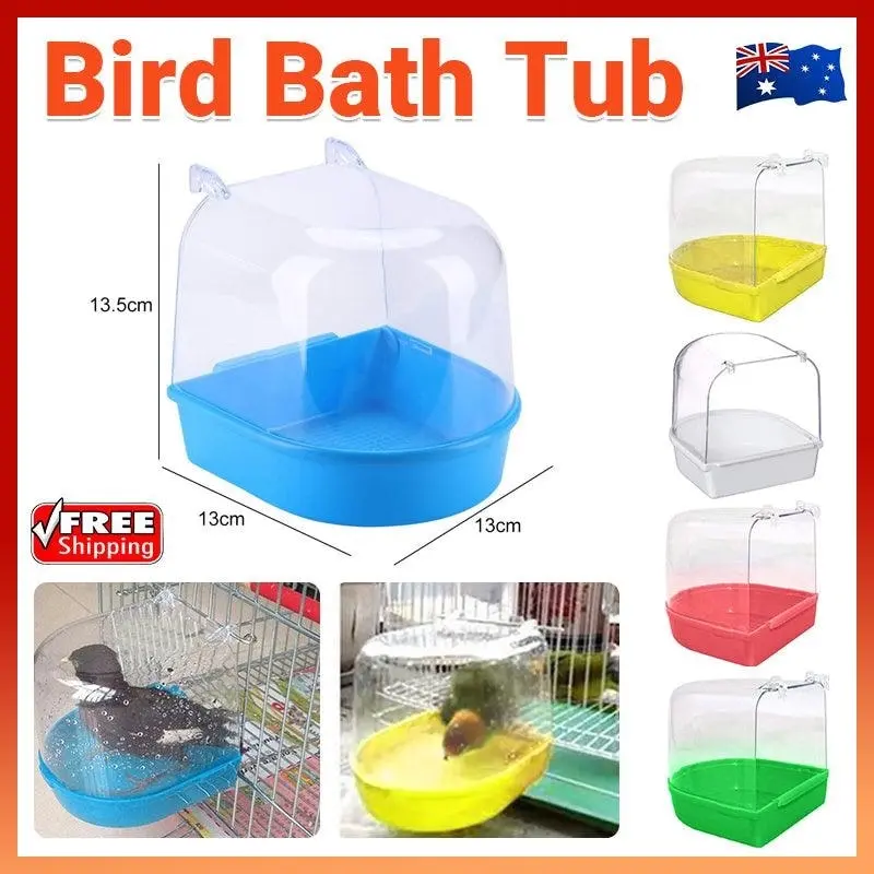 Bird Water Bath Tub For Pet Cage Hanging Bowl Parrot Birdbath Pet Cleaning