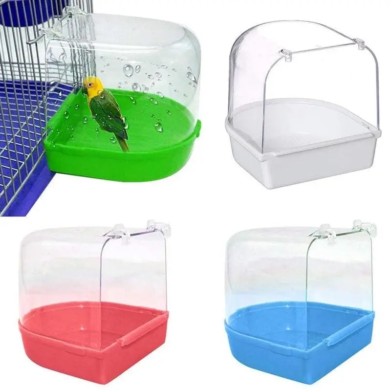 Bird Water Bath Tub For Pet Cage Hanging Bowl Parrot Birdbath Pet Cleaning