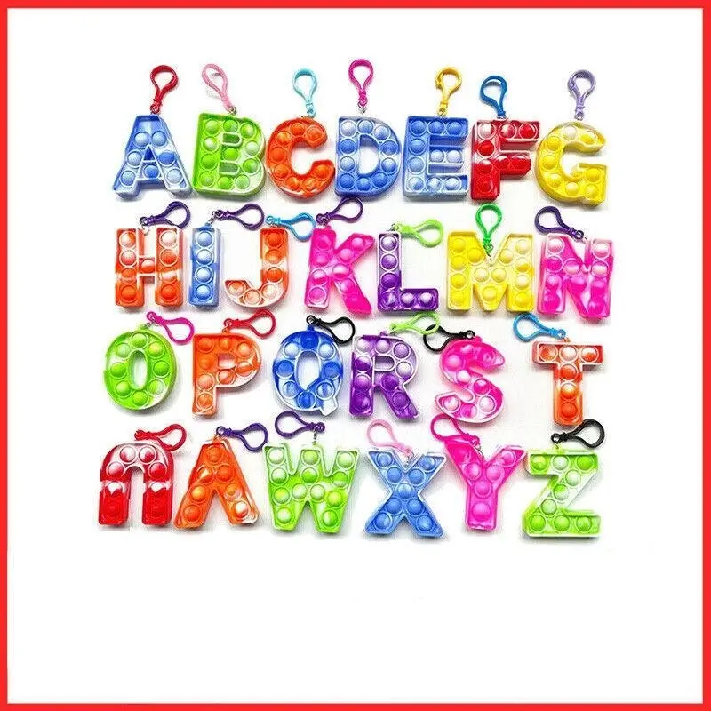 1Pcs Capital Letter Pop It Key Chain Large Size Fidget Toy Back  To  School  Au