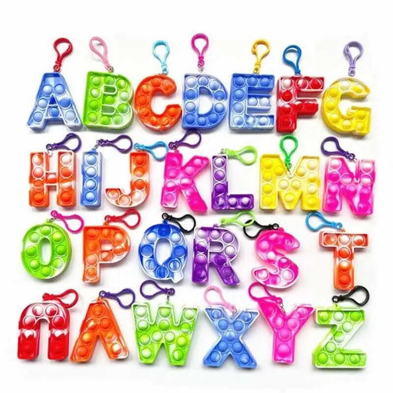 1Pcs Capital Letter Pop It Key Chain Large Size Fidget Toy Back  To  School  Au