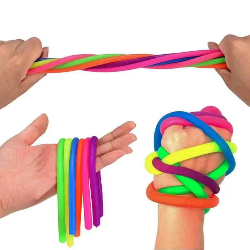 6 Pcs Monkey Noodle Rainbow Set Pop It Stretchy Fidget Toy Stress Sensory Relief