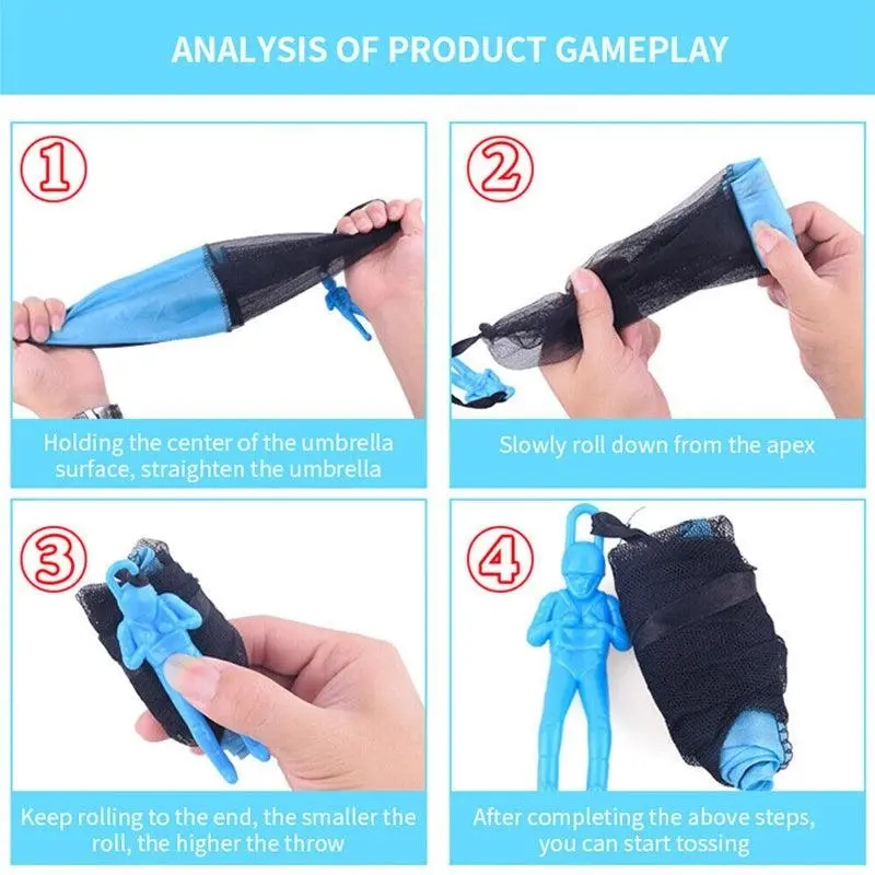 Hand Throwing Mini Soldier Parachute Funny Toy Kid Outdoor Game Play Educational