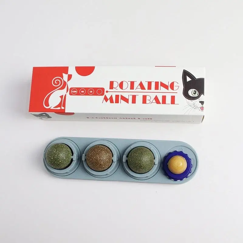 Cat Toy Catnip Ball Lick Solid Nutrition Help Digestion Wall Mount Hair Remover