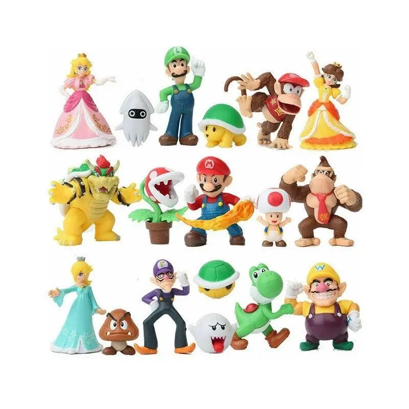 New 18 Pcs Super Mario Bros Action Figures Figurines Set Cake Topper Decor Toy