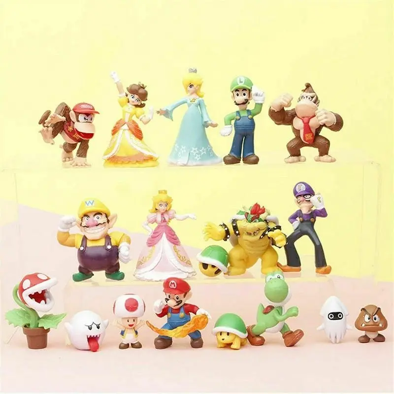 New 18 Pcs Super Mario Bros Action Figures Figurines Set Cake Topper Decor Toy