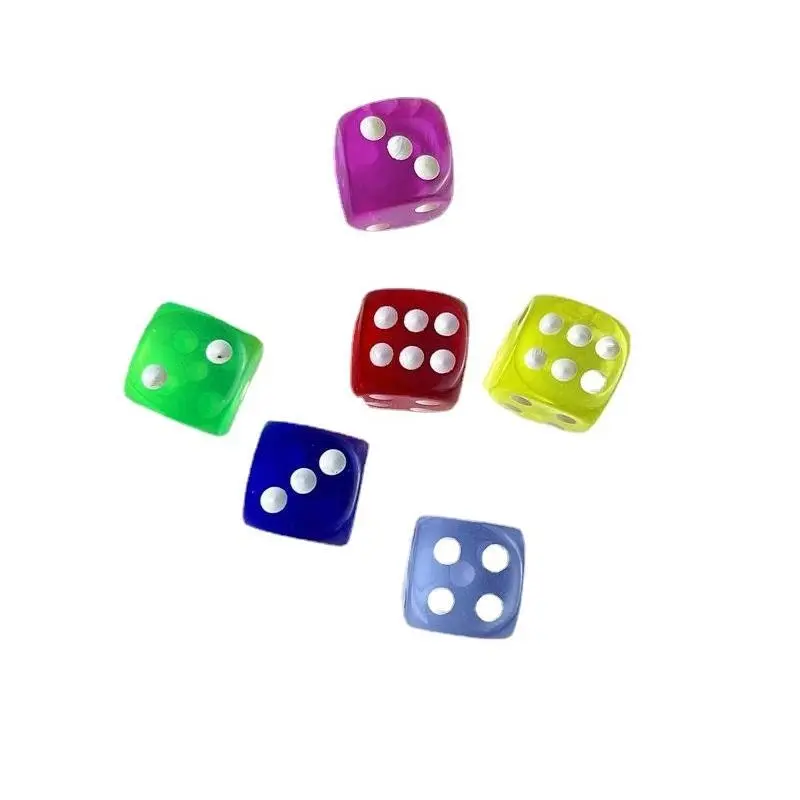 12-48PCS 6 Sided Games Dice Transparent Coloured Game Play Toy Bulk Board Game