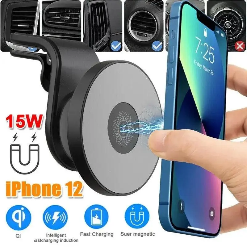 Wireless 15W Magnetic Car Mount Holder Charger For Iphone 13 12 Pro Max Magsafe