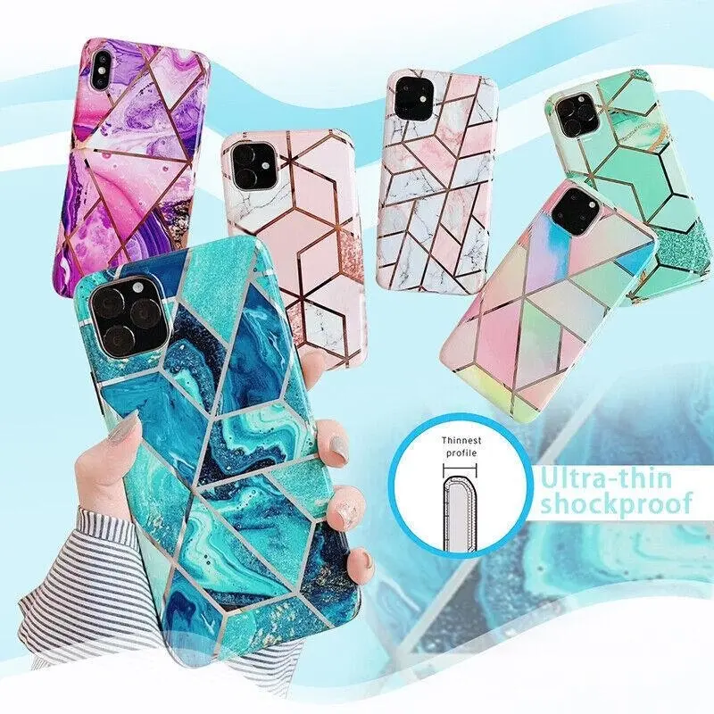 Rainbow Case for iPhone 14 13 12 11 Pro Max XR XS Marble Phone Shockproof Cover Silicone