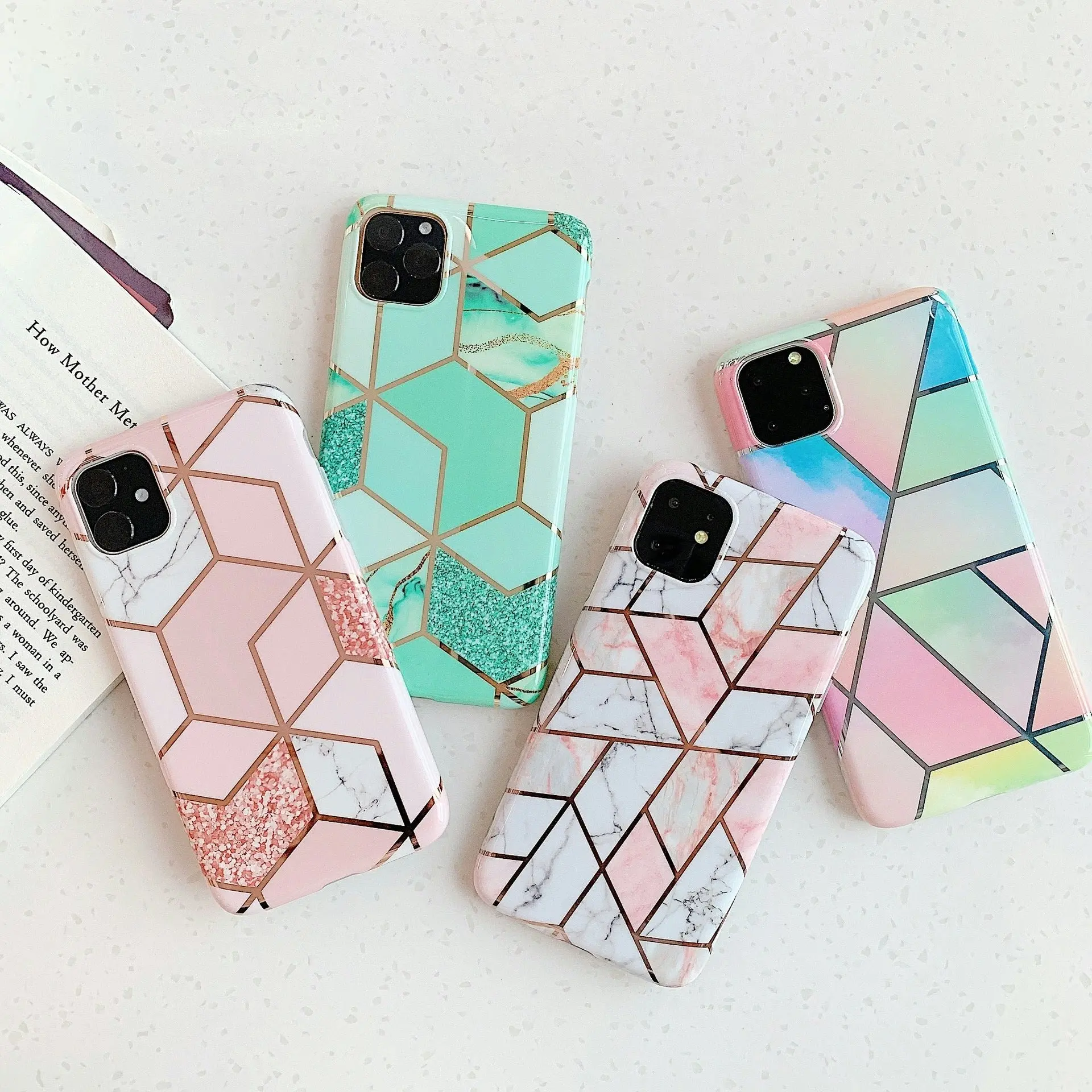 Rainbow Case for iPhone 14 13 12 11 Pro Max XR XS Marble Phone Shockproof Cover Silicone