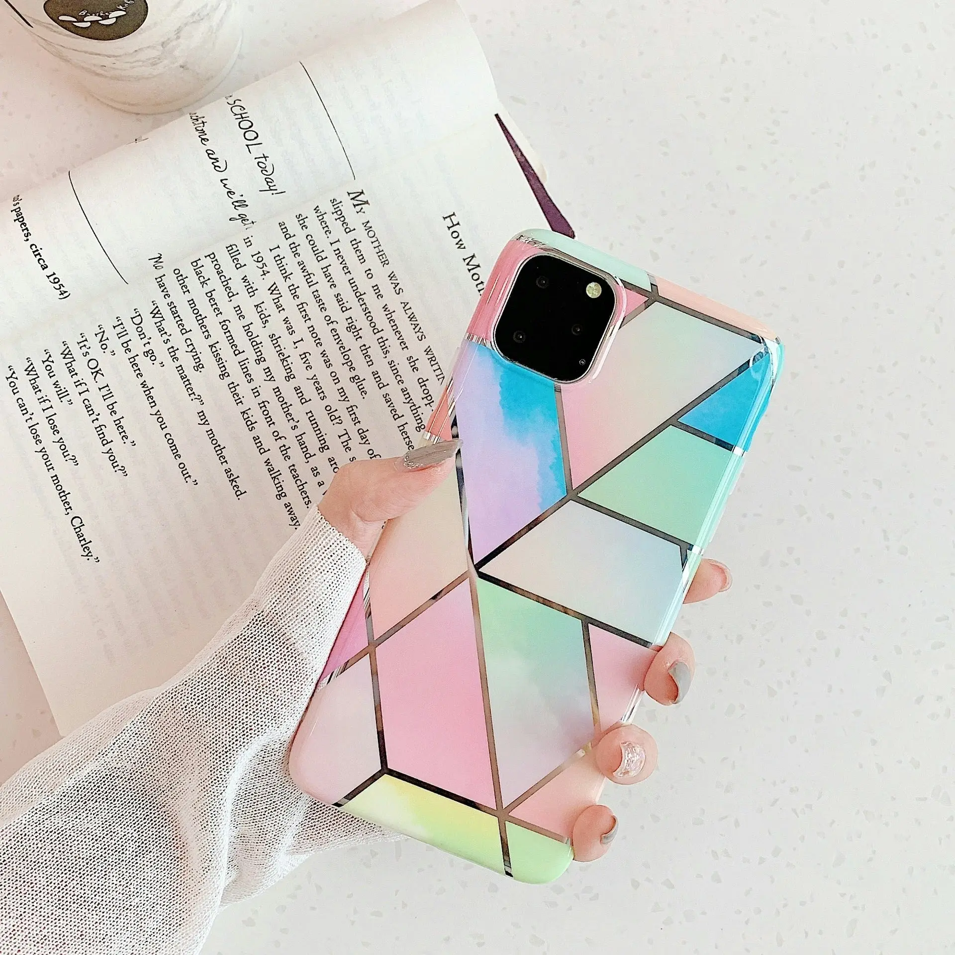 Rainbow Case for iPhone 14 13 12 11 Pro Max XR XS Marble Phone Shockproof Cover Silicone