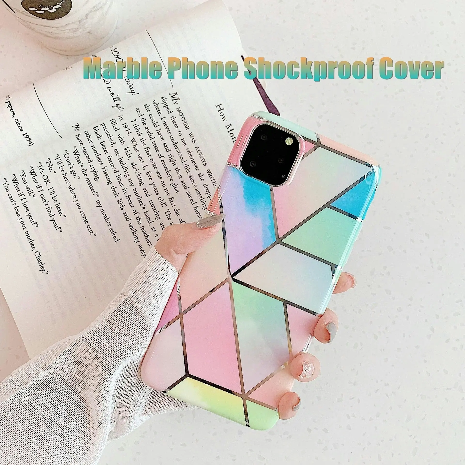 Rainbow Case for iPhone 14 13 12 11 Pro Max XR XS Marble Phone Shockproof Cover Silicone