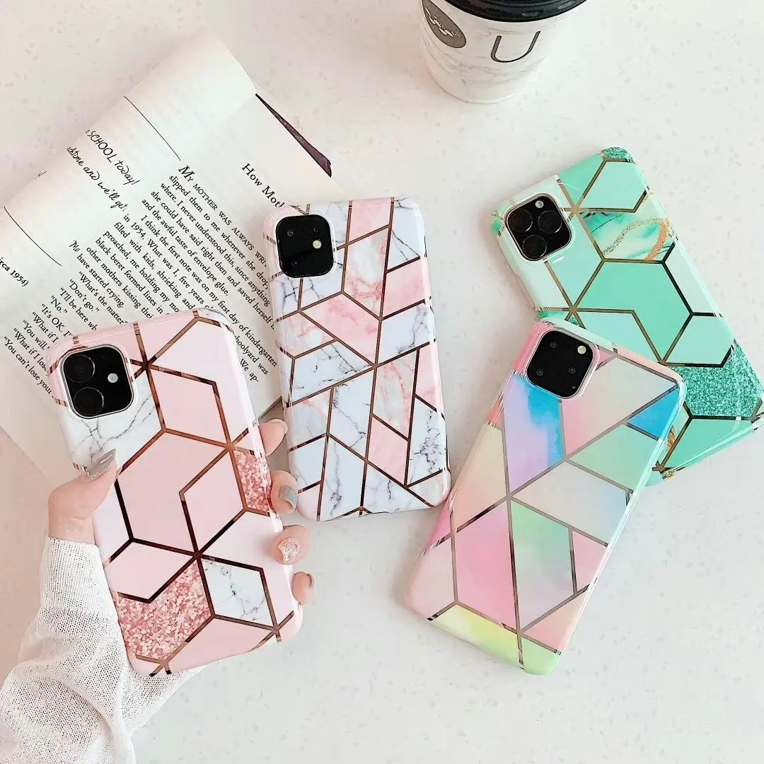 Rainbow Case for iPhone 14 13 12 11 Pro Max XR XS Marble Phone Shockproof Cover Silicone