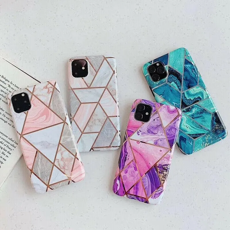 Rainbow Case for iPhone 14 13 12 11 Pro Max XR XS Marble Phone Shockproof Cover Silicone