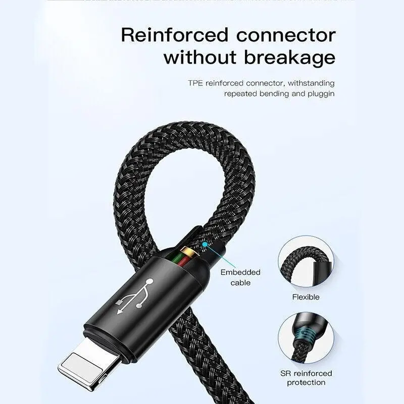 Baseus 4 In 1 Multi Usb Charger Charging Cable Cord For Iphone Micro Usb Android