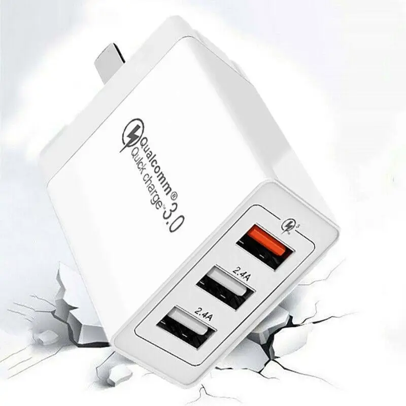 30W Qualcomm 3Port Qc3.0 Fast Charging Usb Wall Charger Adapter For Iphone Au