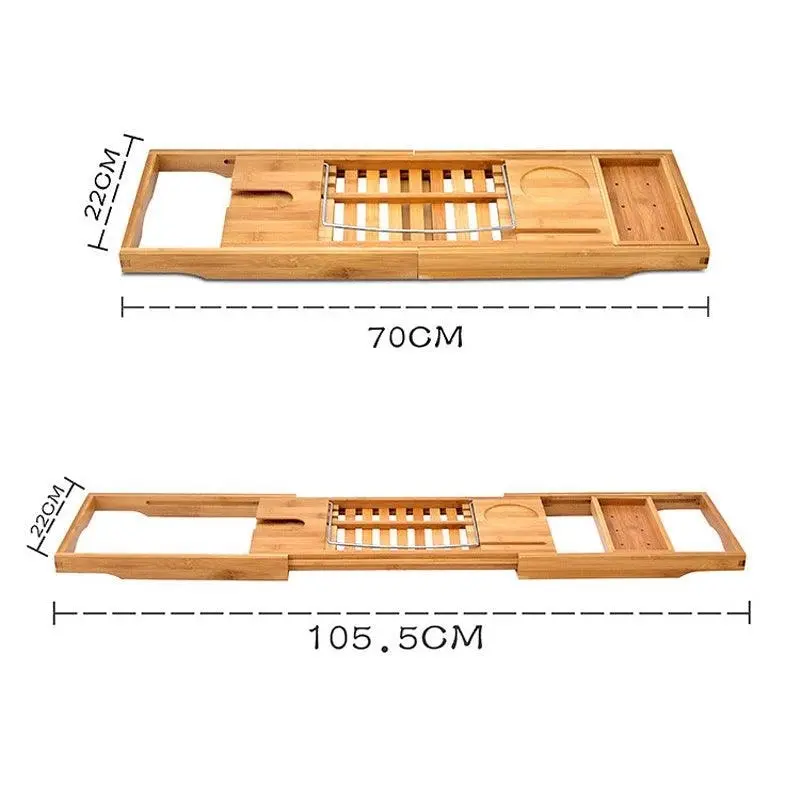 Expandable Bamboo Bath Caddy  Book Iphone Wineglass Holder Over Bathtub Rack Au