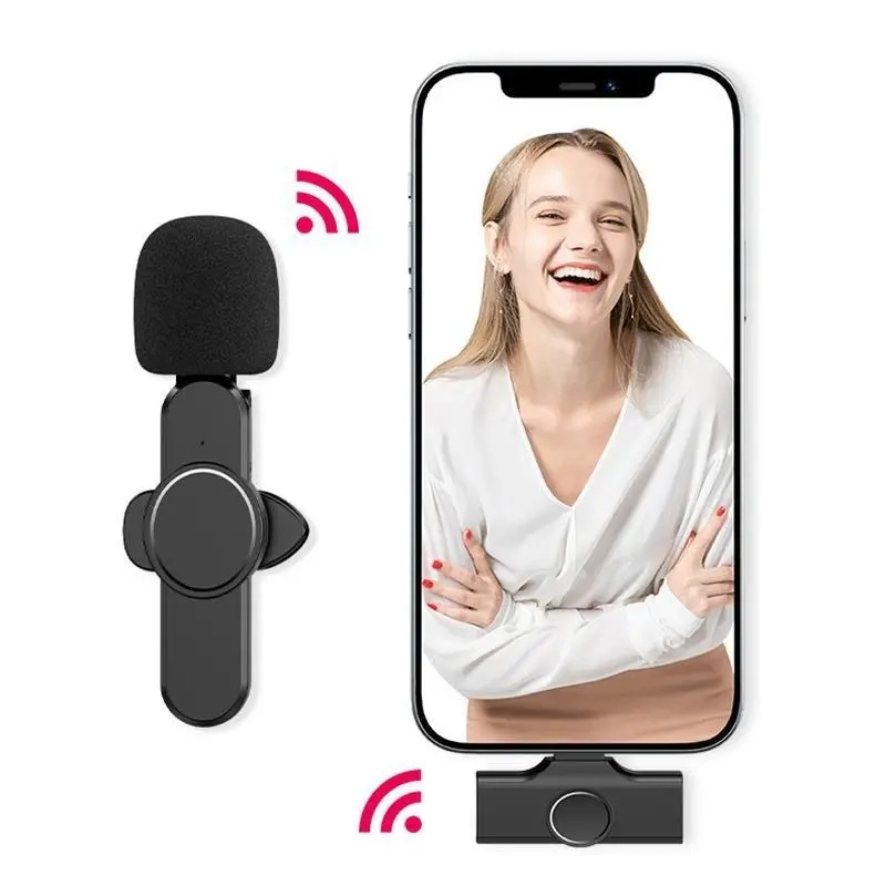 Wireless Lavalier Microphone Mic For Android Phone Apple Iphone Ipad Vlog Live Stream