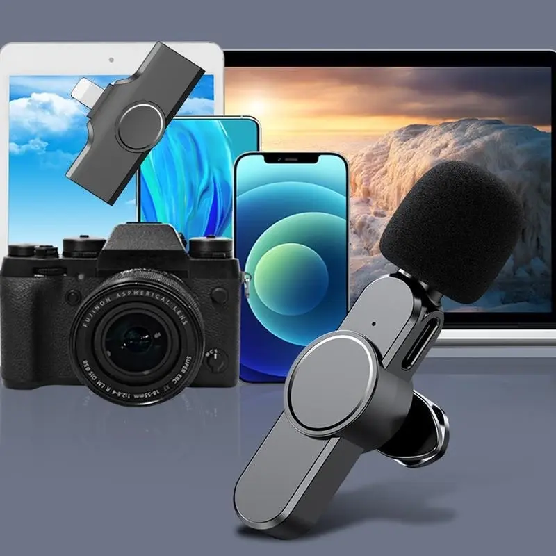 Wireless Lavalier Microphone Mic For Android Phone Apple Iphone Ipad Vlog Live Stream