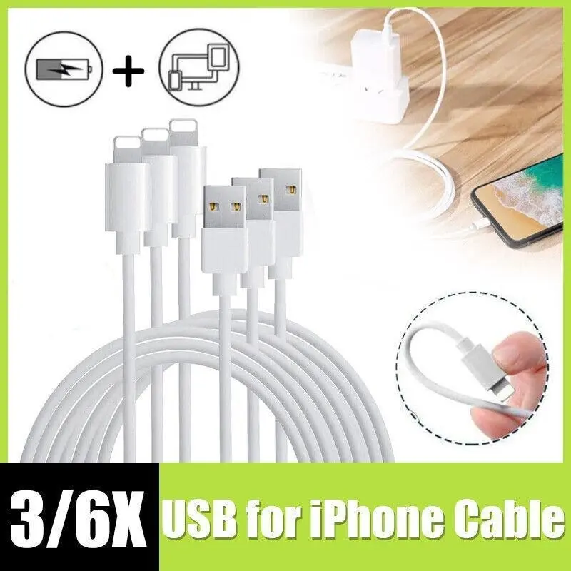 3/6X Fast USB Cable Charger cord For iPhone 7 8 X 11 12 13 14 Pro iPad Charging